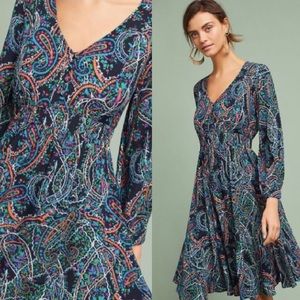 Anthropologie Maeve Black Colorful paisley dress